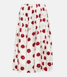 Shop Khaite Tudi Lip-Print Pleated Midi-Skirt at Mytheresa